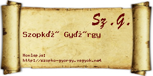 Szopkó György névjegykártya