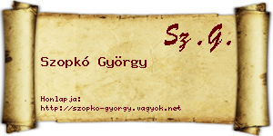 Szopkó György névjegykártya